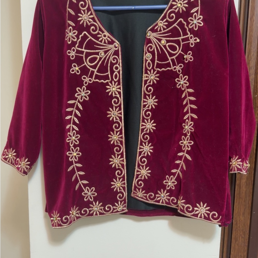Vintage Red Embroidered Jacket | Unique Statement Piece